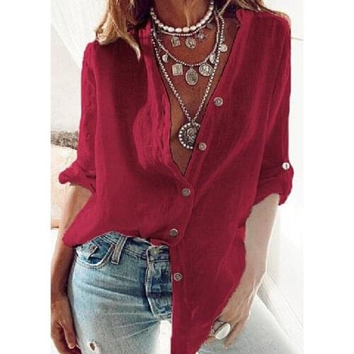 2021 large size tops plus size women blouse Summer Shirt Female Cotton blend Full Sleeve Long Shirts Women Tops Ladies Clothing