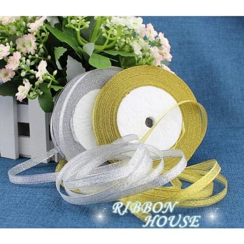 25 yards/roll) 3/8'' (10mm) Gold and Silver onion ribbon Christmas packaging ribbon high-grade quality squares ribbons Diy