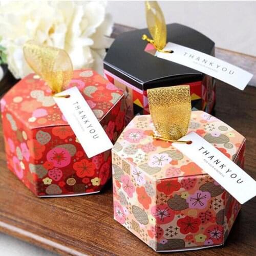 500pcs Candy Box Wedding Favors Gifts Paper Box Party Supplies Bonbonniere Baby Shower Birthday Hexagon Candy Box ZA6183