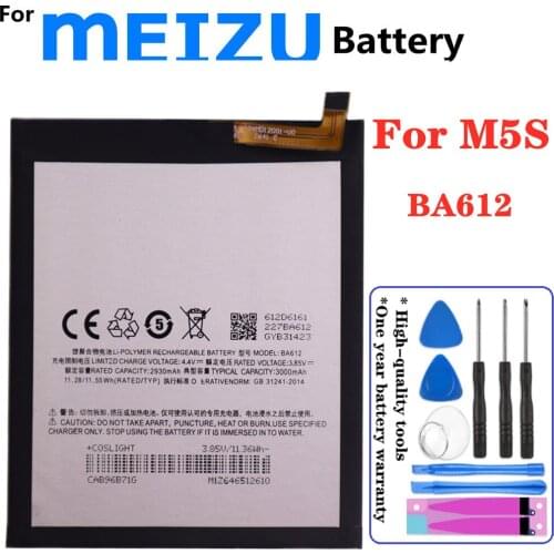 BA612 M5s Battery For Meizu Meilan Meizy M 5S M5s M612Q M612M Phone Battery 3000mAh High Quality Batteries + Tools