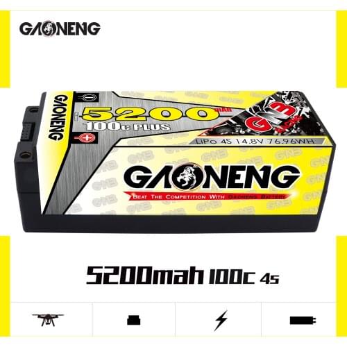 Gaoneng GNB 5200mAh 4S 14.8V 100C/200C 5.0mm Built-in Bullet Hardcase Battery for 1:8 1/8 RC Car Four Drive off-road Boat Parts