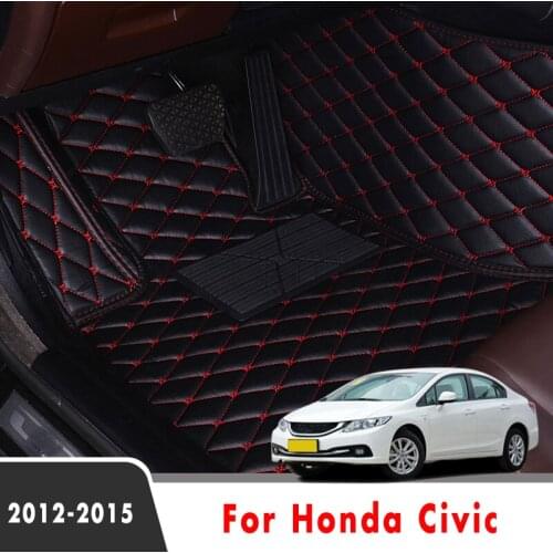 Car Floor Mats For Honda Civic 2015 2014 2013 2012 Auto Decoration Leather Carpets Accessories Styling Parts Protect Waterproof