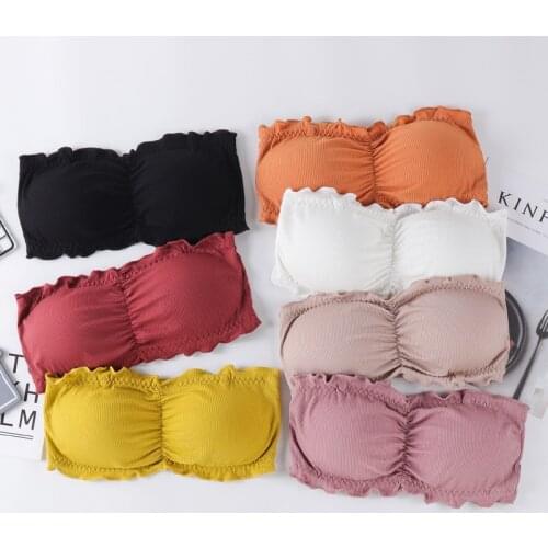 Strapless Tube Tops Bra Women Beauty Back Sexy Lingerie Small Chest Wire Free Bandeau Padded Crop Top