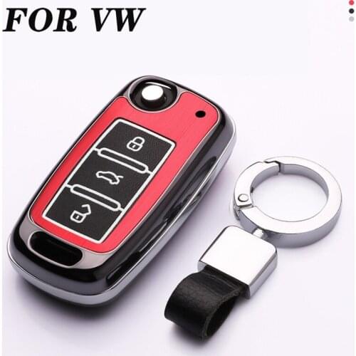 PVC With Aluminium Alloy Car Key Case Cover Key Bag Holder Protector For VW Volkswagen Jetta Golf 4 5 6 Polo Bora Passat B5 B6