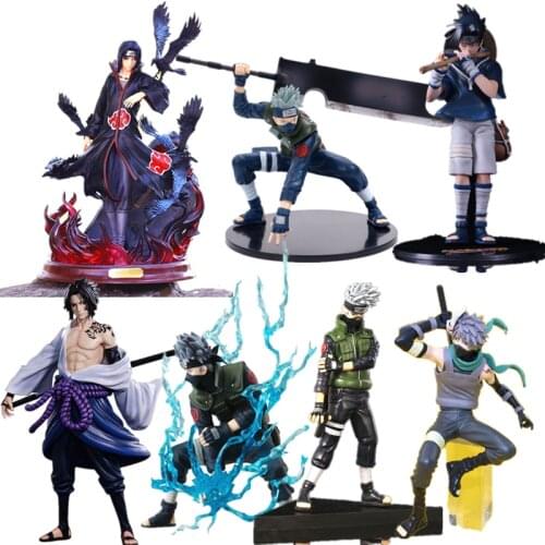 Naruto Figure Kakashi Uchiha Sasuke Character Collection Shippuden GK Anime Figure ROS Curse Seal Action Figure Model Toy