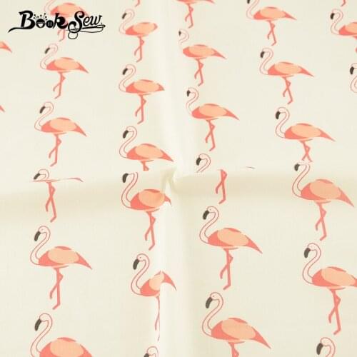 Booksew Cotton Fabric Telas Twill Quilting Patchwork White Sewing Textile Red-crowned Crane Animals Design Tecido Tissu Material