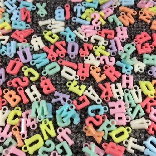 Julie Wang 200PCS Resin Letters Charms Random Mixed English Alphabet Beads Pendants Bracelet Jewelry Making Accessory
