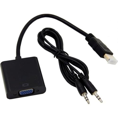 HDMI-compatible to VGA Adapter Cable Digital to Analog Signal Stable Transmission 25cm 1080P Video Converter Cable for HDTV