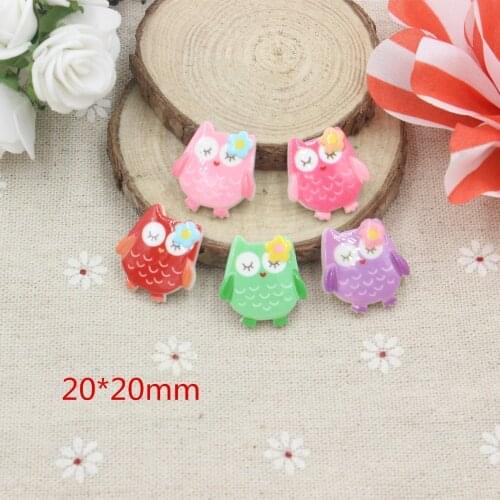 20pcs/lot resin owl DIY resin cabochons accessories mix colors for kids hair