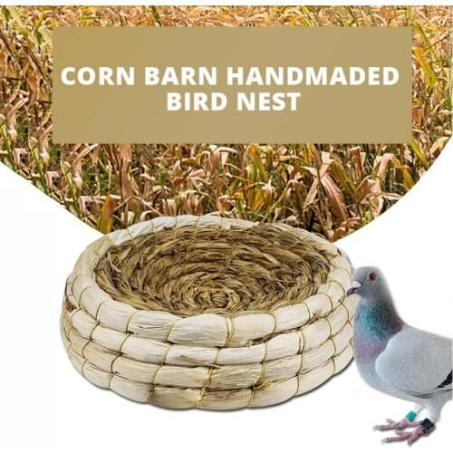 IdYllife Corn Barn Bird Nest Cage Handmade braid Natural for Birds Pigeons in Bird House Parrot Pets Supply Toy Mat