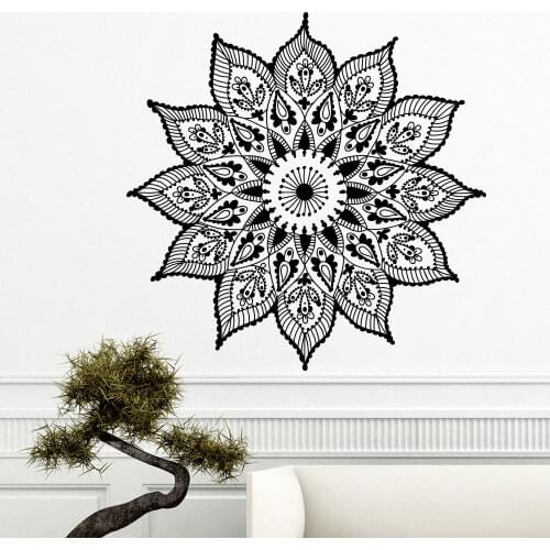 Mandala Wall Sticker Removable Mandala Bohemian Pattern Wall Decals Home Decor Namaste Yoga Sticker Boho Art Wall Mural AY0286