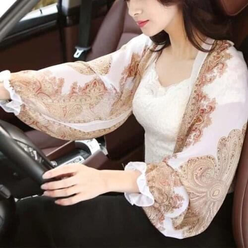 New Ultralight Breathable Sunproof Sleeve Shawl Elegant Pleated Summer Female Shawls Solid Ruffles Beach Chiffon Scarf for Women