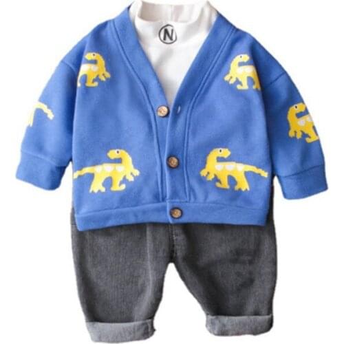 New Spring Autumn Baby Boys Clothes Suit Children Cartoon Jacket T-Shirt Pants 3Pcs/Sets Toddler Casual Costume Kids Tracksuits