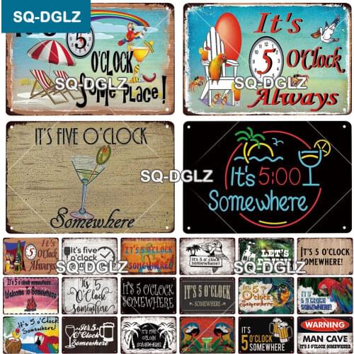 Beer Metal Tin Sign Vintage Summer Metal Plates Beach House Wall Decor Happy Place Bar Kitchen Painting Stickers