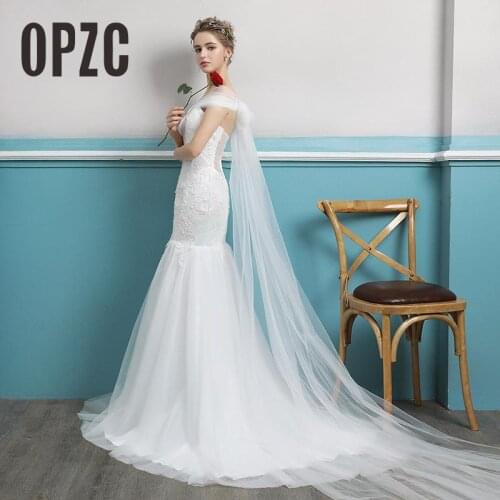 New style Boat Neck Off Shoulder Beautiful wedding dress 2020 for Wedding Vestido de noiva Mermaid Wedding Dresses with long Bow