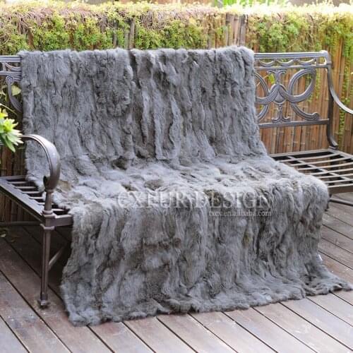 CX-D-11U Custom Size 200x220cm Hot Selling Rabbit Fur Rugs Good Quality Fur Throw Blanket ~ DROP SHIPPING