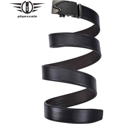 Plyesxale Brand Leather Belt Men High Quality Black Brown Mens Leather Belts Luxury Automatic Buckle Formal Ceinture Homme B127