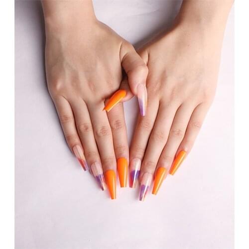 Multicolour ballerina Orange wedding false nail reusable with glue SM14210636