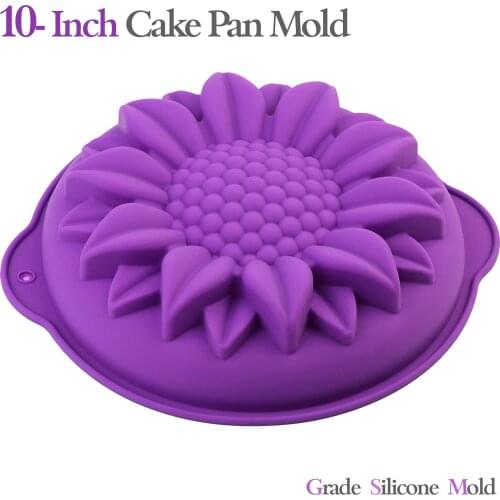 Silicone cake Flower Pan 10inch Cake Mold Sunflower Bakeware Baking Tools Chiffon Round Pizza Large With anti-scalding handle