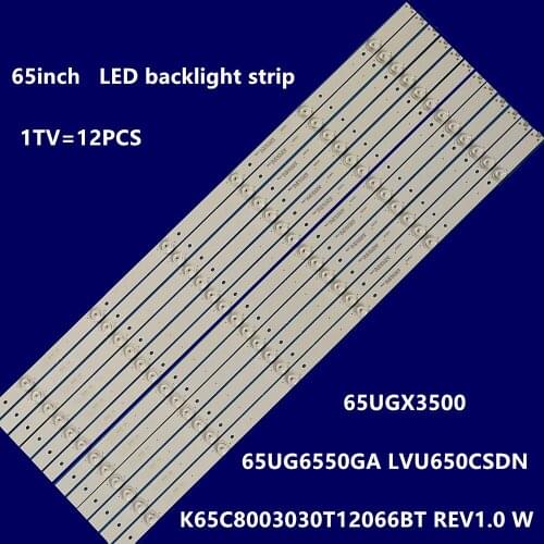 100% NEW 12pcs/Kit LED strips for HAIER 65 TV 65UG6550GA 65UGX3500 LVU650CSDN CRH K65C8003030T12066BT REV1.0 W