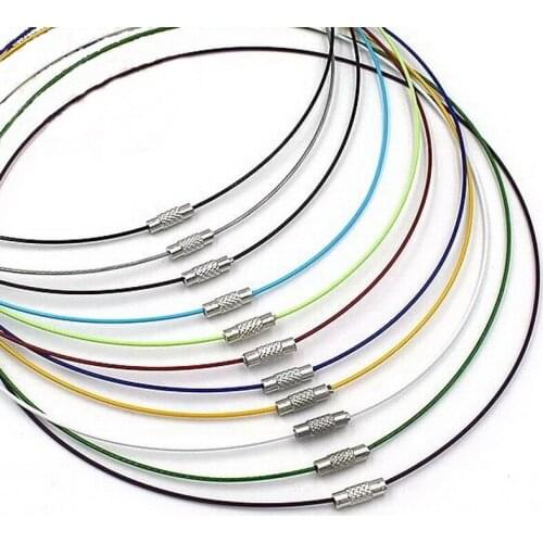 1mm Fine Stainless Steel Wire Collar Turnbuckle Torques Necklace Approx 45cm Perimeter