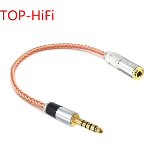 TOP-HiFi DIY Single Crystal Copper 4.4mm Balanced Male to 3.5mm Stereo 3pole Female Audio Adapter Connector Cable