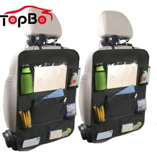 Universal Car Backseat Organizer Multi-Pocket Hanging Storage Bag Tablet Cup Holder Stowing Tidying Anti-Kick Mats Auto Interior