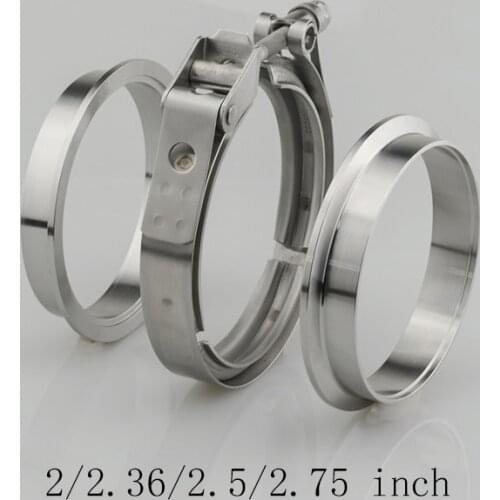 V-Band Clamp 2/2.36/2.5/2.75 inch Male/Female Flange Kit V-band Stainless Steel Turbo Exhaust Pipes Car Accessories