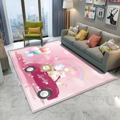 Balloon Pink Car Animal Picture Non-Slip Children Flannel Carpet Baby Hand Print Carpet Baby Play Mat Fashion Children Carpet