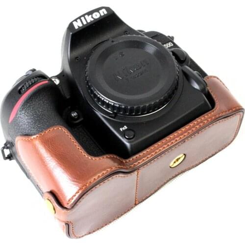 High Quality PU Leather Half Camera Bottom Case Cover For Nikon D7500 With Battery Opening Black/Coffee/Brown