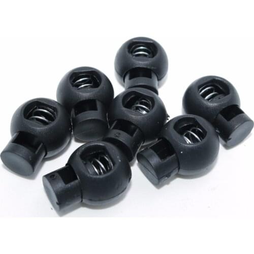 100pcs/pack black Plastic Ball Cord Locks Round Toggle Clip Stopper Widely Used For Backpack / Clothing / Paracord