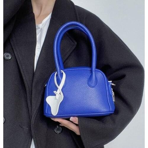 Korean style Women handbag small 2021 Trend Designer female shoulder messenger bag PU Leather Tassels ladies shell totes blue