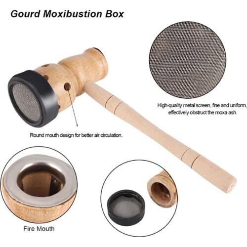 1 set Wooden Gourd Moxa Mugwort Moxibustion Box Gourd Device Massage Burner Roll Set Wormwood Artemisia Acupuncture Moxa