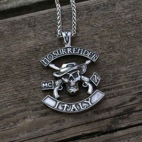 1pcs 2020 Retro Half Skull Necklace Metal stainless steel Skull Pendant Gothic Jewelry Choker Pendant Crow Skull Chain