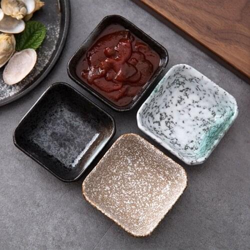 1pc Japanese Style Square Saucer Household Vinegar Plate Sauce Dish Creative Ceramic Tableware