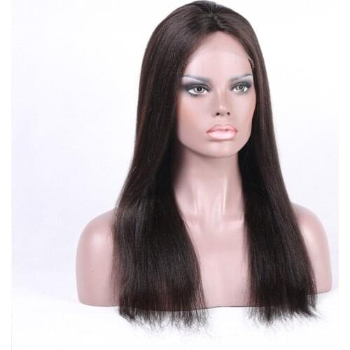 100% Real Human Hair Black long Straight Lace Front Wigs Lace Frontal Wig 13*4 Swiss Lace wigs with side bangs
