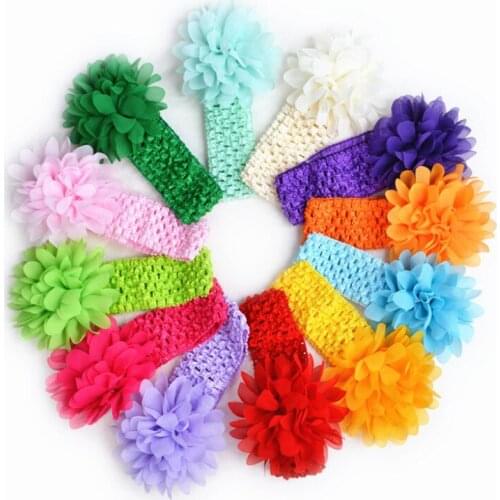 2020 new fashion childrens clothing Baby head flower knitted chiffon headband