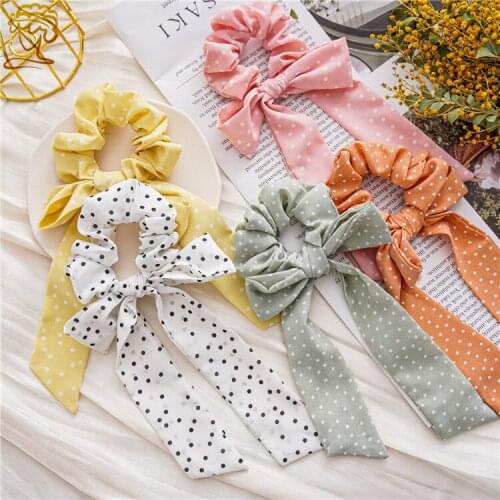 2021 New Bow Ponytail Ribbon Large Intestine Hair Ring Female Fresh Knotted Head Rope Headband Hair Accessories