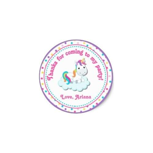 3.8cm Unicorn Birthday Party Favor Tag Sticker