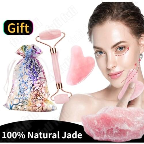 3pcs Multicolor Natural Jade Facial Beauty Scraping Massage Tool Firm Skin Care Face Gua Sha SPA Physical Therapy Gue Che Roller