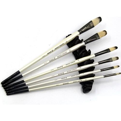 6 pcs Set pig bristle hair Art Painting Brush Oil Artists Paintbrushes Watercolor Acrylic Culture and education supplies