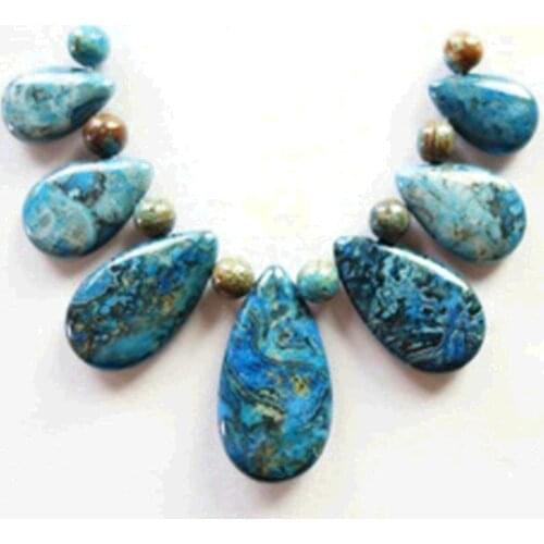 7Pcs Blue Crazy Lace Agates Teardrop Pendant Bead Set