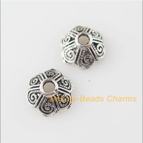 70Pcs Tibetan Silver Color Tiny Flower End Bead Caps Connectors 8.5mm