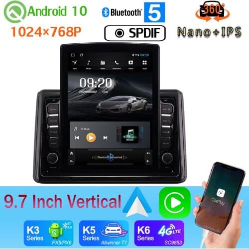 9.7" Vertical Tesla Android 10 Car Media Radio GPS PX6 4+64G For Toyota Noah Voxy 2015-2019 4G WiFi 360 Camera Head Unit CarPlay