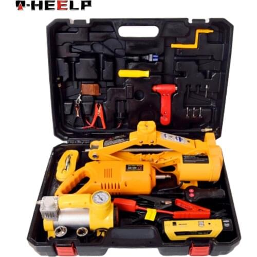 E-HEELP 12V 6in1 Car Electric Jack Built-in Flash LED Light with Impact Wrench & Air pump &Wireless Remote Control &Jump Starter
