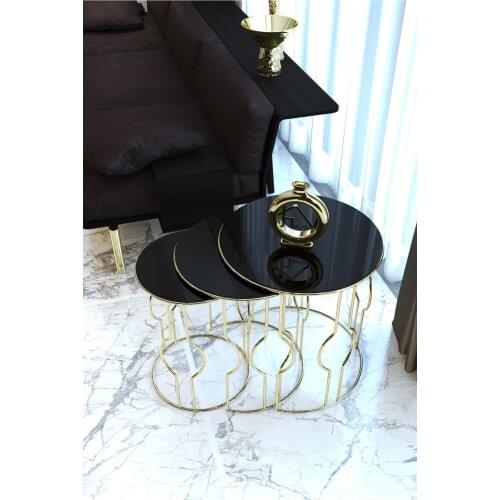 Sparkle Oval Pattern Gold Metal Zigon coffee table "unbreakable Black Glazed" coffee tables table basse furniture living room table