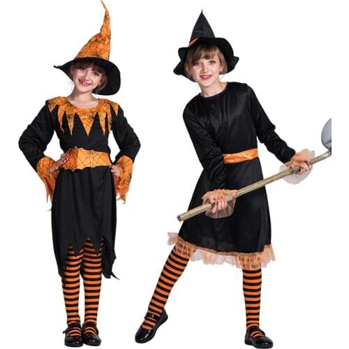 Snailify Halloween Costume For Kids Pumpkin Fancy Dress With Hat Girls Witch Costume Carnival Cosplay