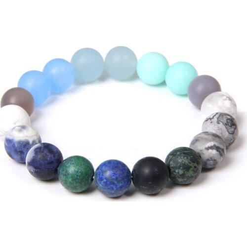 Men 10MM Stone Beads Bracelet Mix Color Universe Charms Bracelet For Women Energy Healing Pulsera Bangle For Yoga Gift Jewelry