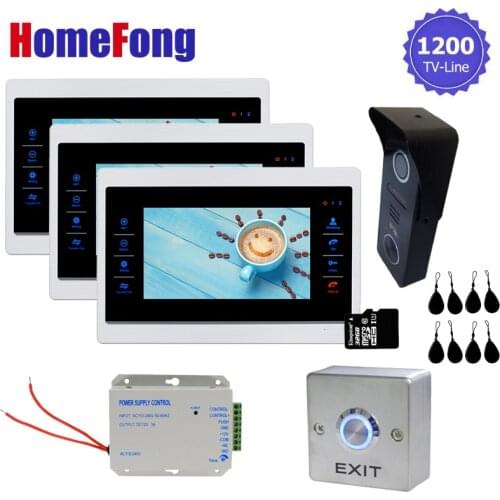 Homefong 3V1 Door Phone Monitor Video Doorbell Camera Intercom Home Security 3 Indoor LCD Screen Display 1200TVL Calling Panel