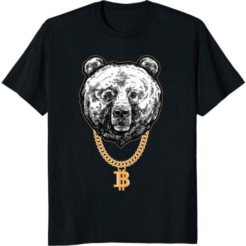 Gangsta Grizzly Bear Bitcoin Crypto Coin Miner 2019 Summer New Men Funny Casual Brand Shirts Top Homme Suit